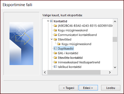 Duplikaatide kaustast eksportimine.