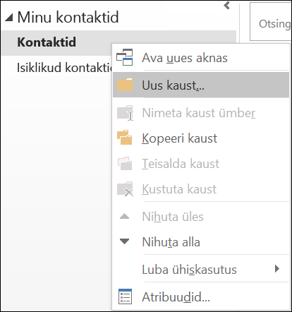 Saate luua uue kontaktikausta.