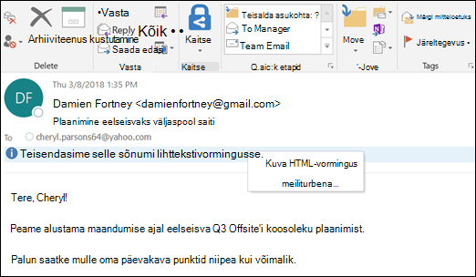 HTML-vormingus kuvamiseks klõpsake teaberiba.