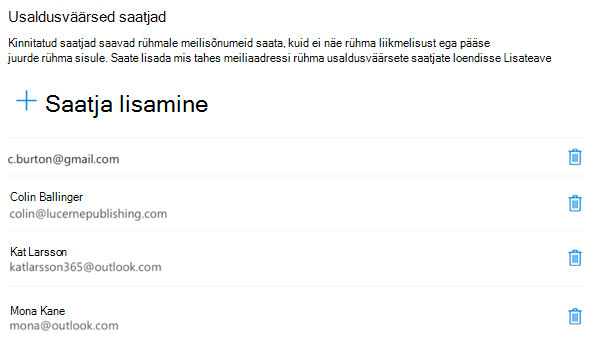 Saate saatjaid igal ajal lisada või eemaldada.