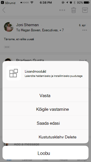 Sõnumiga tegutsemine