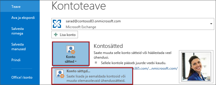 Outlooki kontosätted