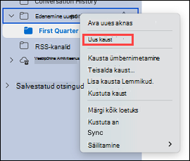 Kuvab Kausta valimise Outlookis