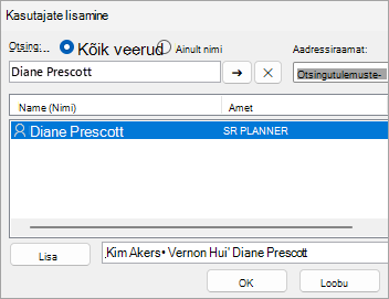 Screenshot of adding users to share a folder with