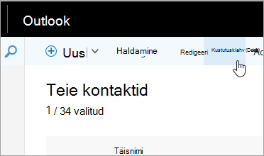 Kuvatõmmis kustutamisnupust Outlooki navigeerimisribal.