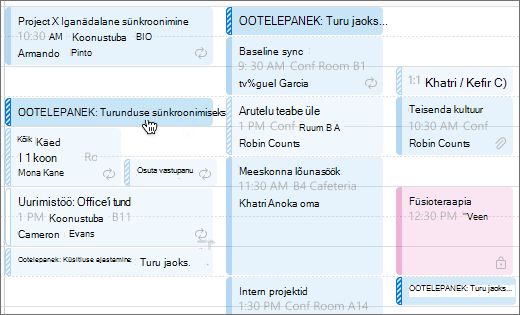 Calendar ajastamise küsitluse ootelepanekute kuvamine