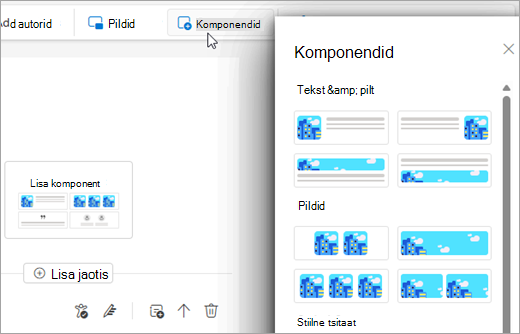 Component pane in Newsletters