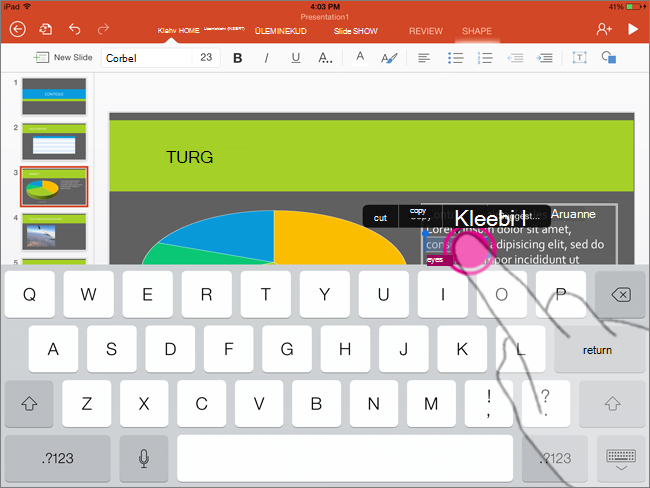Activate onscreen keyboard