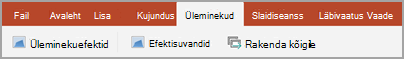 Menüü Üleminekud