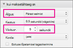 Display bullet points automatically by setting timing to After previous and specifying a delay