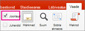 Menüü Vaade märkeruut Joonlaud