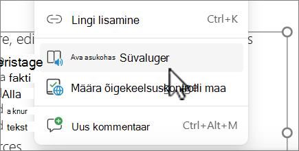 Avage süvalugeri ekraanilugeris.