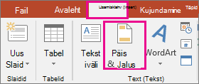 näitab PowerPointis päise lisamise > nuppu