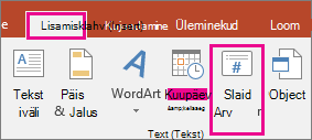 Slaidinumbri nupu pilt PowerPointi lindil