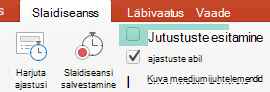 Tühjendage menüü Slaidiseanss märkeruut Esita jutustused.