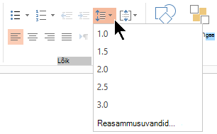 Lindi menüü Reasamm abil saate valida ühekordse reasammu, kahekordse reasammu või muid vertikaalse reasammu suvandeid.