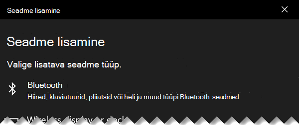 Seadme lisamise dialoogiboks