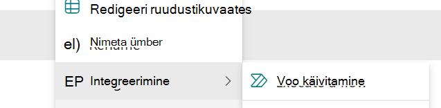 Selected item with option to run a quick step