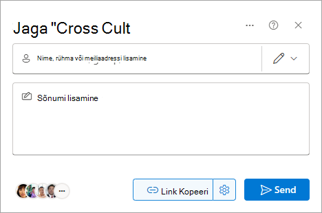 SharePointi dialoogiboks Ühiskasutus.