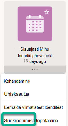 Valige menüüst Käsk Peata sünkroonimine.