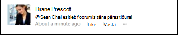 Uudistekanali postitus mainimisega