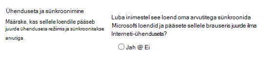 Ühenduseta režiimi ja loendite sünkroonimise säte