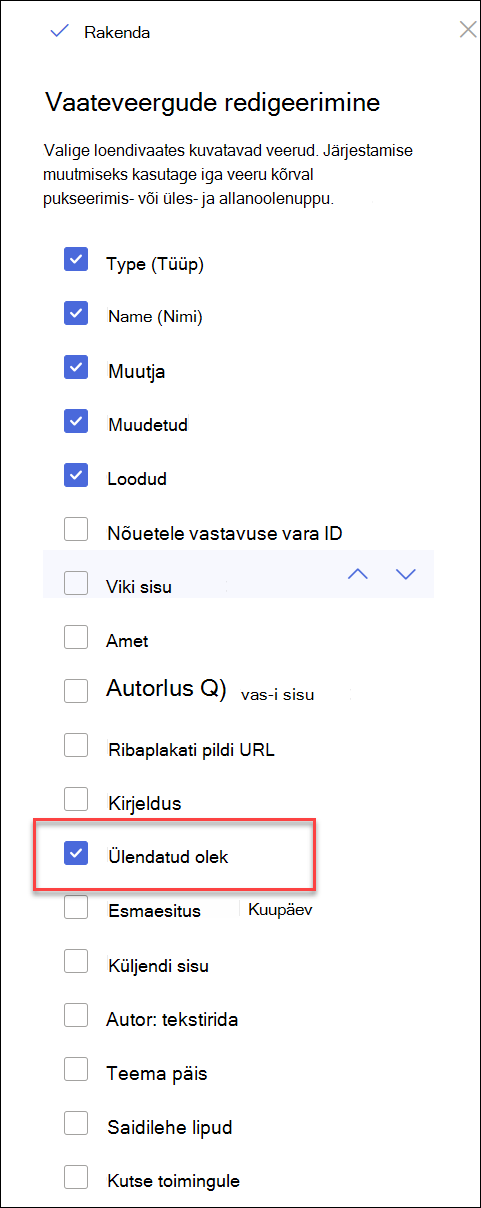 Valitud esiletõstetud oleku kuvatõmmis