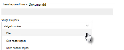 Figure showing the select a date options