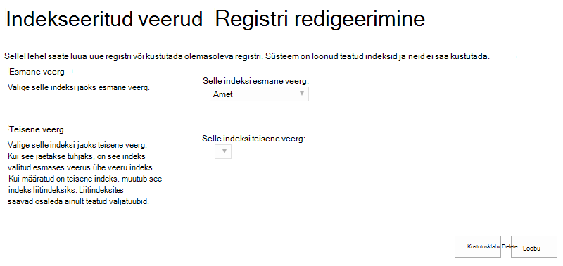 Registri saate kustutada pärast selle klõpsamist
