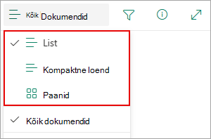Saate valida loendi-, kompakt- või paanivaatest.