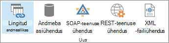 Uue andmeühenduse suvandinupud
