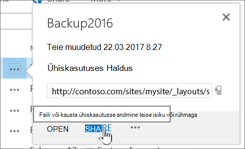 Nupu „Anna ühiskastusse“ klõpsamine failil