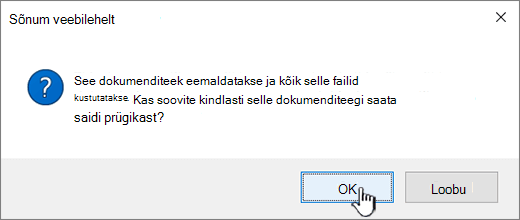 Teegi kustutamise kinnitamise dialoogiboks