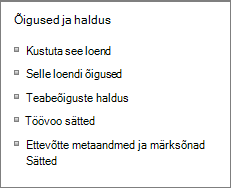 Loendiõiguste ja haldussätete lingid