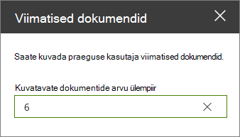 Viimatiste dokumentide veebiosa atribuudipaan.