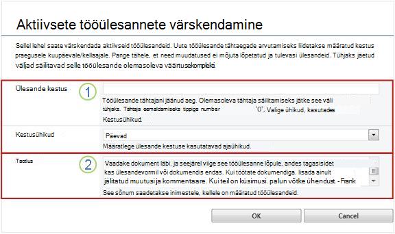 Kõikide aktiivsete tööülesannete muutmise vorm