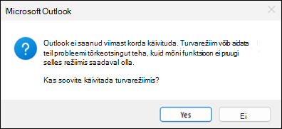 Klassikalise Outlooki turvarežiimi tõrge