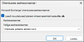 Aadressiraamatu allalaadimise suvand Outlookis