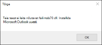 Outlooki klassikaline käivitustõrge