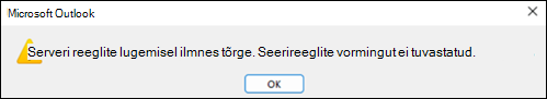 Lugemisreeglite tõrge Outlookis