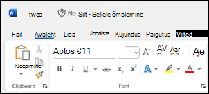 tiitliribalt puudub Word salvestamise olek