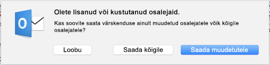 Olete lisanud või kustutanud osalejaid.
