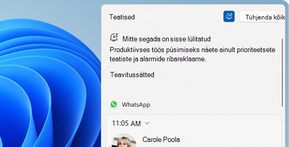 Olekukeskuse mitte segada kuvatõmmis.