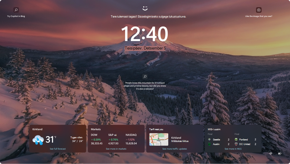 Windows 11 lukustuskuva kuvatõmmis.
