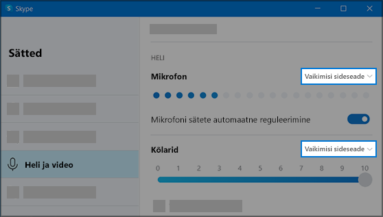 Skype'i sätted