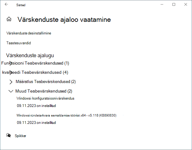 Värskenduste ajalugu