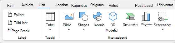 Üksuste lisamine Word