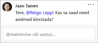 Kommentaaris mainitud kontakt