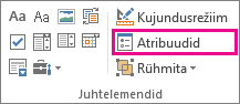 arendusrežiimi juhtelement Atribuudid