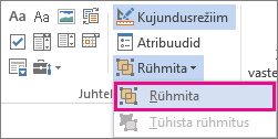 rühmitamise juhtelemendid arendusrežiimis